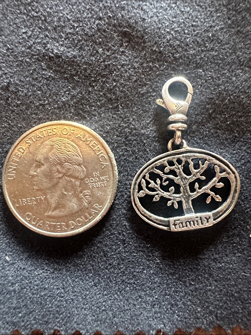 Silpada Silver Tree of Life 'Family' Charm with Black Enamel